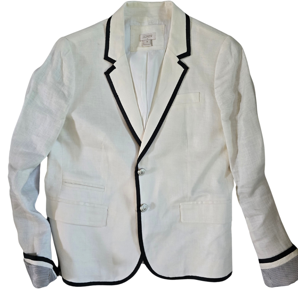J. Crew White Blazer with Black Trim